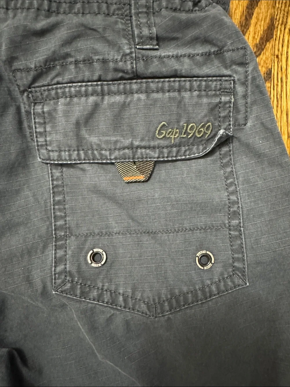 2011 GAP Kids Ripstop Cargo Shorts Gray Size 6 Slim Drawstring 100% Cotton
